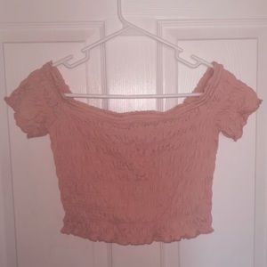 Aeropostale Pink Off The Shoulders Crop Top